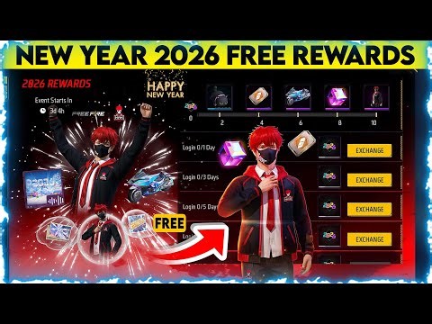 FREE FIRE HAPPY NEW YEAR 2026 FREE REWARDS | NEW YEAR 2026 FREE REWARDS | HAPPY NEW YEAR EVENT