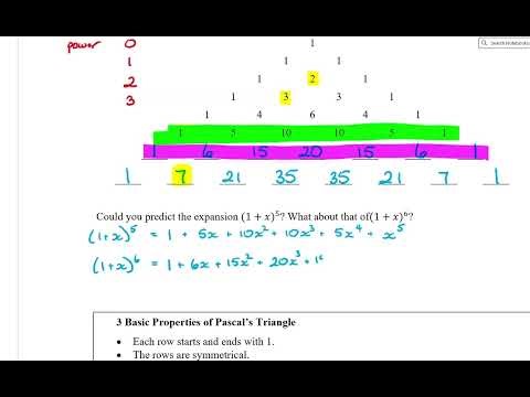 Yr 11 Ext 1 Binomial Theorem 1 - Binomial Expansions and Pascals Triangle