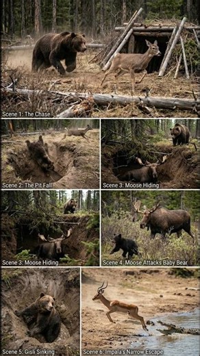 Moose Hiding Scene Moose Attacks Baby Bear #wildlife #animals #bear