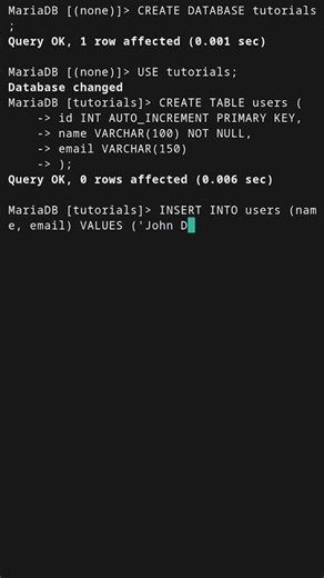 INSERT Row in MySQL #mysql #mariadb #sql #databases #coding #programming