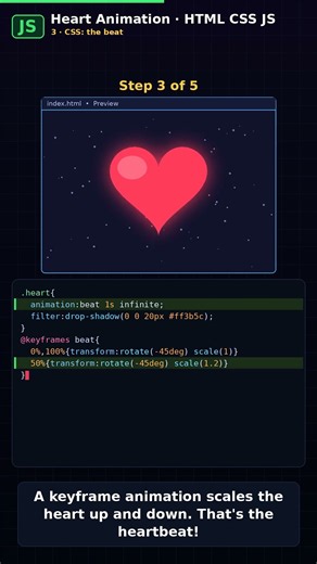 Build a BEATING HEART with HTML, CSS & JavaScript 💖 #shorts