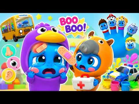 Boo Boo Song 😂 + Wheels on the Bus 🚌 | Mini Moonies Nursery Rhymes