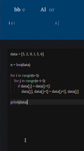 Bubble Sort in Python 🐍 | Simple Sorting Algorithm Python #shorts #youtubeshorts