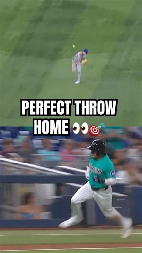 A.J. Ewing had to make a PERFECT throw to get the runner out at home. And he did! 👀