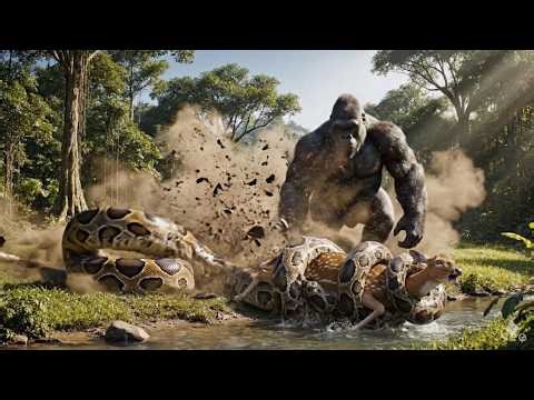 A Prehistoric Family Rescues a Baby Deer from a Giant Python… and the Unexpected Rescue by King Kong