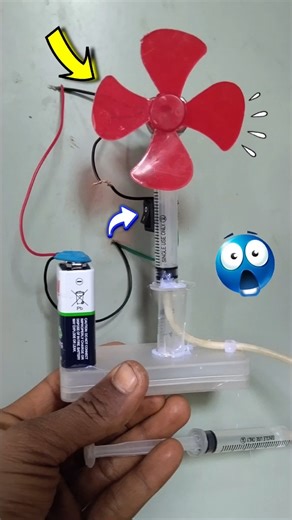 DC Motor and syringe 💉dc fan 🪭#shortsfeed #electricmotor #youtubeshorts #experiment