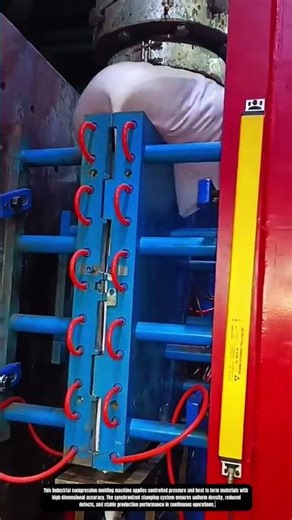 Industrial compression molding process using high pressure forming machine