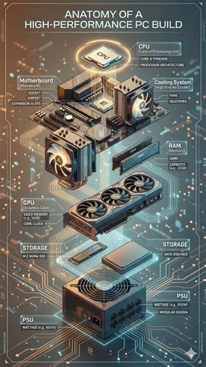 Anatomy of a High-Performance PC Build: A Futuristic Exploded-View Diagram #shortsfeed #shorts #new