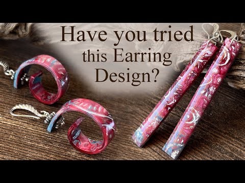 Spiral Earrings from Polymer Clay - Marble Mokume Gane