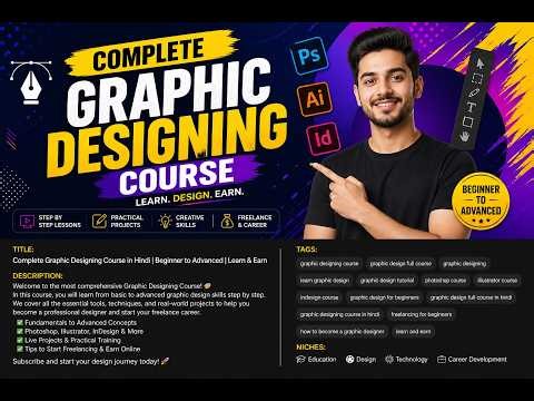 Complete Graphic Designing Course for Beginners 2026 | Learn Photoshop, Illustrator & Canva