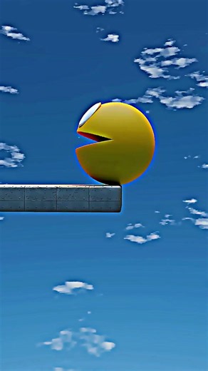 Yellow Pac-Man jumping off the high platform edge! 🦘 #PlatformJump #PacMan