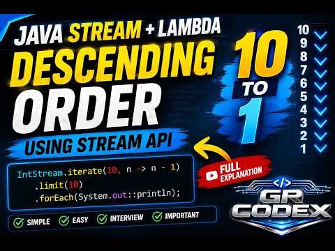 Java Stream + Lambda Descending Order Program 🔥 | Java 8 Stream API Interview Question