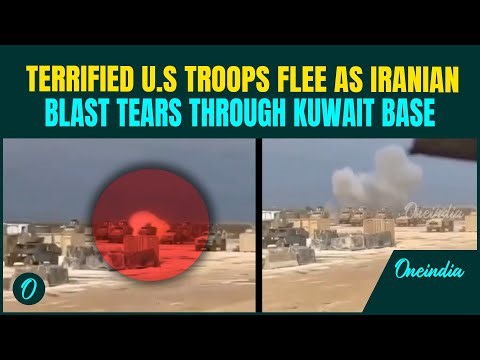 ‘F**K’: US Troops RUN IN PANIC as Iran BOMBS Kuwait Base| CHILLING Video SHOWS Huge BOOM, Explosion