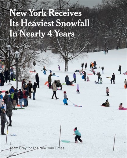 New York City got more than four inches of snow for the first time since January 2022 overnight, with higher totals reported in the wider region on Saturday. The storm made many streets and highways dangerously icy and forced the cancellations of hundreds of flights. https://trib.al/qPu7eiI | The New York Times
