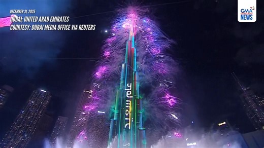 WORLD'S TALLEST BUILDING LIGHTS UP FOR 2026! 🇦🇪✨🎆 The Burj Khalifa in the United Arab Emirates, the tallest building in the world, was lit in celebration as fireworks and water fountains were fired off in the vicinity. Courtesy: Dubai Media Office via Reuters | GMA News