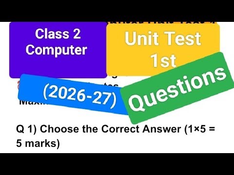 Class 2 Unit Test 1st Computer Sample Question Paper || Class 2 Computer worksheet