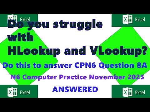 HLookup vs VLookup Computer Practice N6 November 2025 excel Question 8A answered