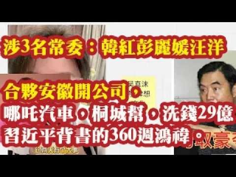涉3名常委：韩红彭丽媛汪洋合伙安徽开公司，哪吒汽车，桐城帮，洗钱29亿。习近平亲自背书的360周鸿祎。
