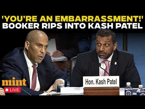 Kash Patel vs Cory Booker LIVE: ‘You’re an Embarrassment!’ Senator Grills FBI Chief in Senate Clash