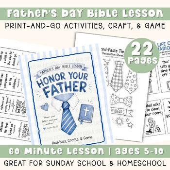 Father’s Day Bible Lesson Activities | Sunday School Craft Game Coloring Pages