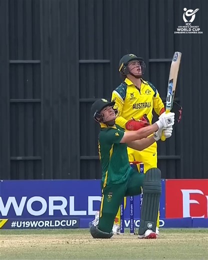 Paul James fighting back for the Proteas with a towering six 💪 #U19WorldCup broadcast details 👉 https://www.icc-cricket.com/tournaments/u19-cricket-worldcup-2026/news/broadcast-details-for-icc-u19-men-s-cricket-world-cup | ICC - International Cricket Council