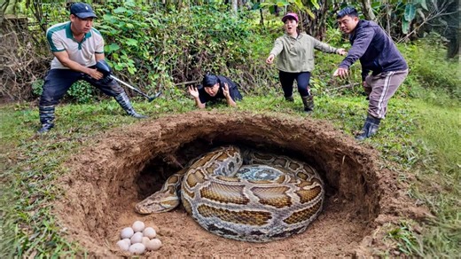 A group of brave hunters used detectors to track a giant python that attacked them. #indonaturevalues | Indo Nature Values