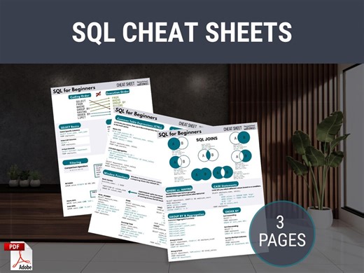 SQL Cheat Sheet Learn SQL Reference Training for Data Analyst Beginners Pdf - Etsy