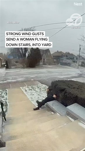 Doorbell footage captured the moment one woman was swept off her feet by an intense wind gust and went flying into a yard on Monday, Dec. 29. Diane Miller was visiting her daughter in Lackawanna, New York, when the wind had her landing in the yard. | ABC7 News