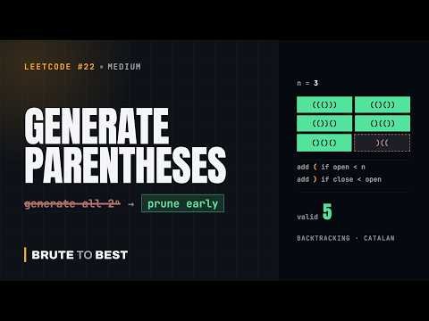 LeetCode #22: Generate Parentheses — Backtracking with Pruning