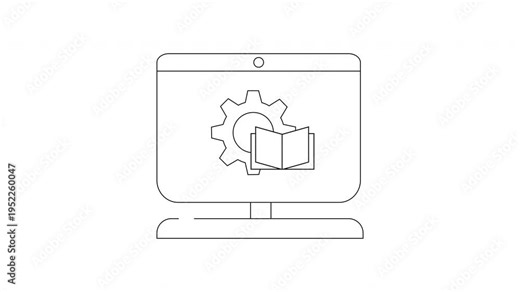 Computer Manual Icon Animation - Technology Guide and Settings.