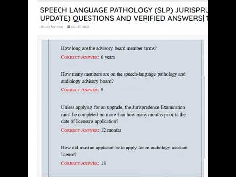 SPEECH LANGUAGE PATHOLOGY SLP JURISPRUDENCE EXAM V2