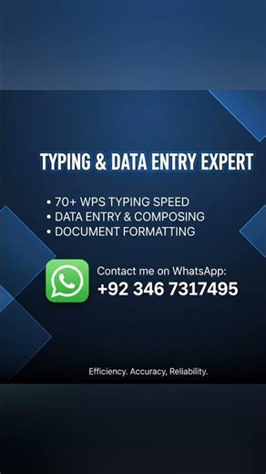 Typing & Data Entery Expert_ Fast & Accurate #DataEntery #typing #foryou