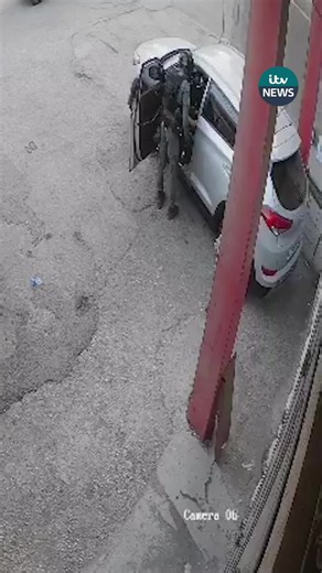 Warning: distressing footage Security camera footage posted online appears to show an Israeli Border Police officer operating in the Occupied West Bank throwing a stun grenade into a car carrying Palestinians before holding the door shut during a raid on Qalandiya refugee camp. Israeli police said the incident was being “viewed seriously.” They added that the officer would be suspended pending a formal investigation, after which a decision regarding disciplinary action would be made. #palestine 
