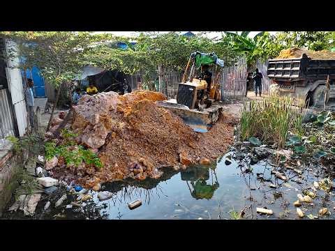 First Start Amazing PROJECT! Landfill Delete Deep Land in Flooded Garbage Area by Dozer D20P & Truck