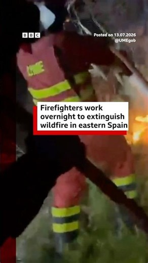 Firefighters work overnight to extinguish wildfire in eastern Spain. #Wildfires #Spain #BBCNews