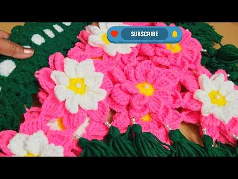 🪷 पूजा घर के लिए कमल फूल तोरण, Bandhanwar, Gate Parda, Pink Flower Door hanging, Woolen Toran 