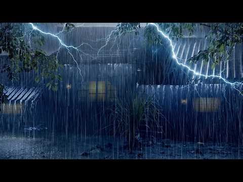 Sleep Instantly with a Terrible Thunderstorm on Metal Roof | Heavy Rain & Powerful Thunder in Forest