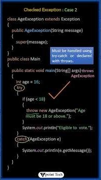 How to Create Custom Exception Class in Java with Practical Part-2? | Tpoint Tech