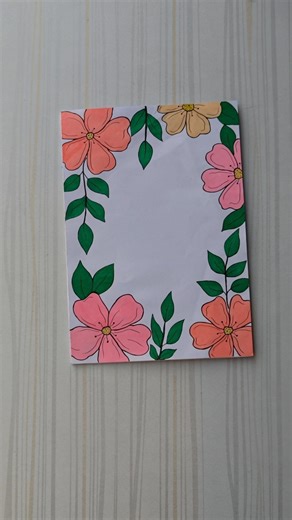 Pink & Orange Corner Flower Border Design/6 easy border design/Project/Priyanka Gunwal #shorts