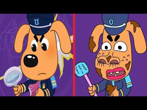 The Biting Monster | Police Cartoon | Safety Cartoon | Sheriff Labrador Funny drawing meme