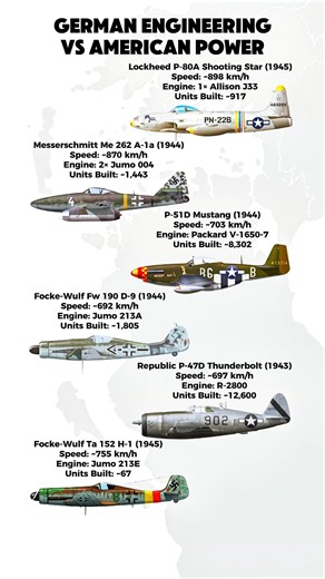Germany vs USA: WWII Fighter Technology Compared | Me 262 vs P-80