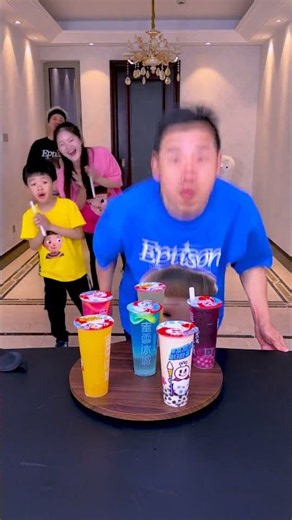 Spinning Milk Tea Challenge, Who Drank The Milk Tea? #Funnyfamily #Partygames