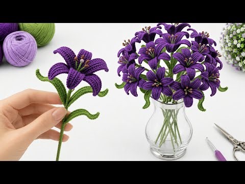 OMG! 😍 Easy Crochet Lily Flower Bouquet Tutorial for Beginners