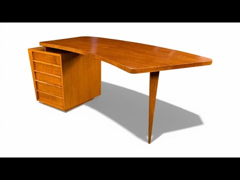 Desk with Organic Shape in Yvory Wood, Joaquim Tenreiro, 1950s - Lot 741A