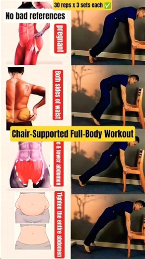 🔥 1 Simple Chair Exercise to Strengthen Your Core, Legs & Glutes | Full-Body Workout #Shorts