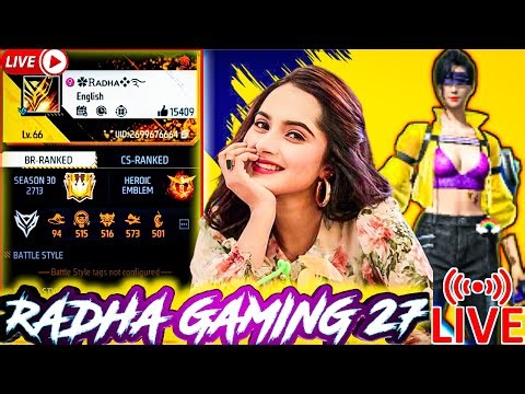 🔴FREE FIRE GIRL LIVE 😍 GUILD TEST || REDEEM CODE GIVEAWAY || DAY 1805 #radhagaming27 #freefirelive