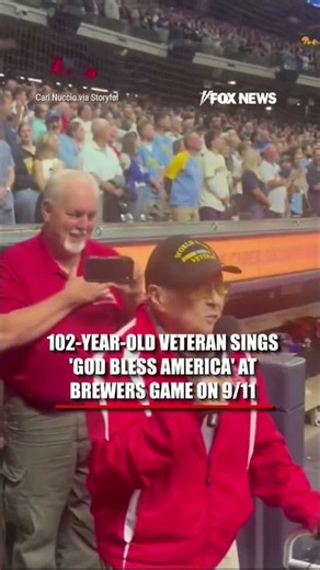 102-year-old veteran sings 'God Bless America' at baseball game on 9/11 #shorts #us #news #foxnews