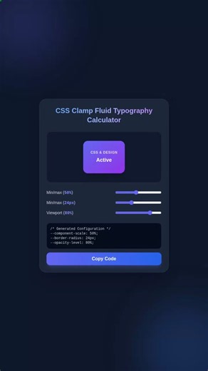 CSS Clamp Fluid Typography Calculator in JavaScript & Tailwind CSS | #Shorts