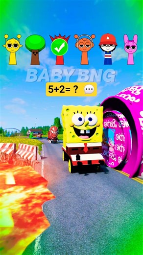 SpongeBob & Gummy Bear & Crazy Frog & MrBeast VS Bollord Barbie in BeamNG.drive #shorts #mrbeast