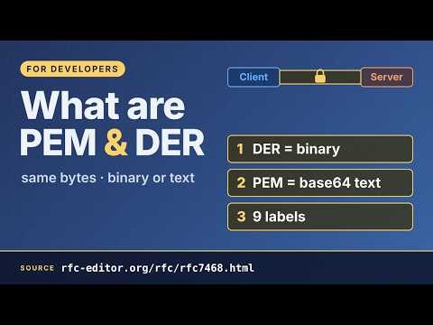 What are PEM and DER? Same bytes, binary or text (RFC 7468)